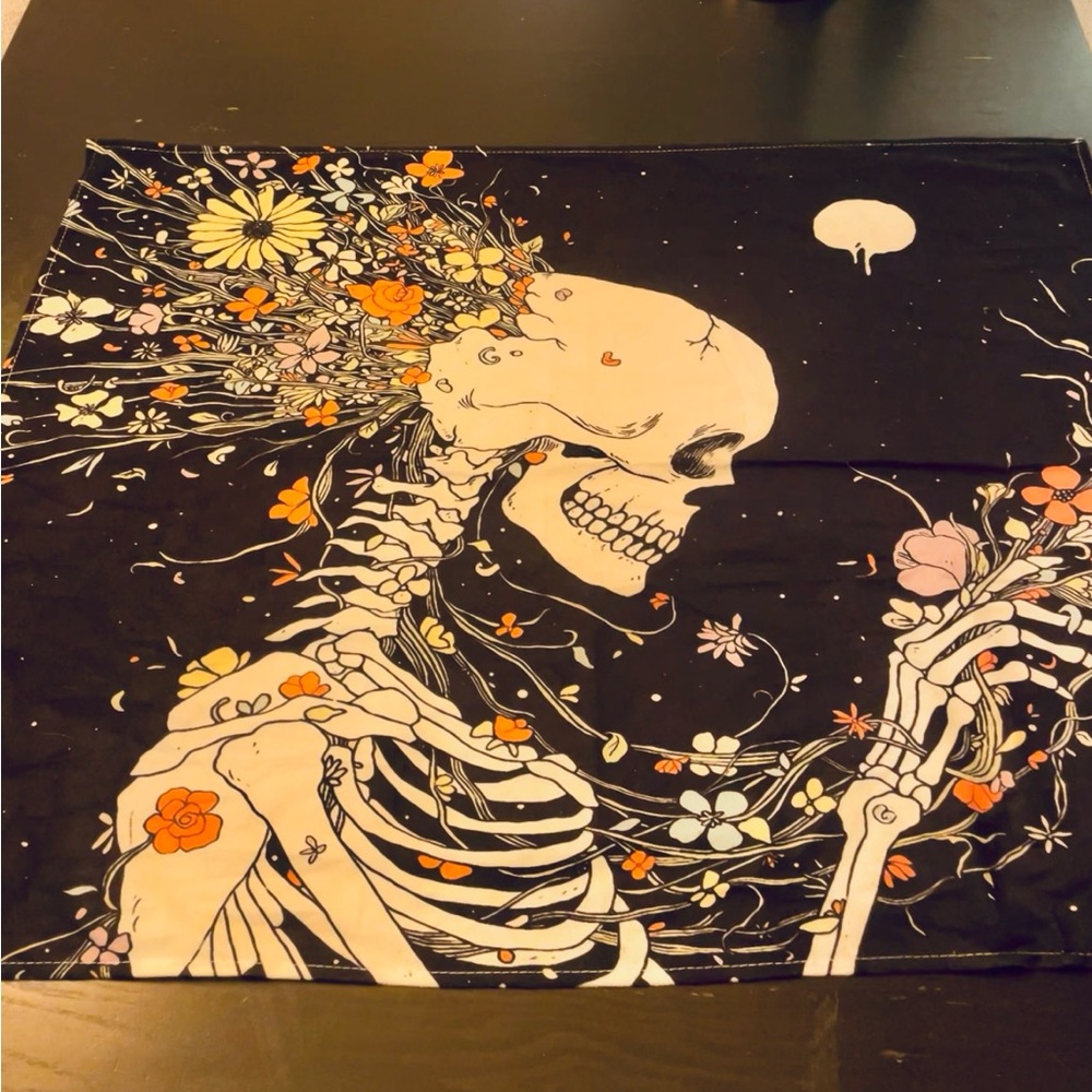 Skeleton Floral Tapestry